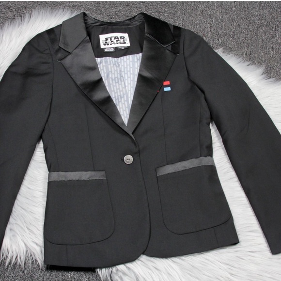 Star Wars Blazer Womens Small Black Darth Vader Sith Empire Death Star Jacket - Picture 2 of 12